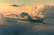 Eagle Intercept, F-15 Eagles and Tupolev Tu-95 aviation art print by Philip E West