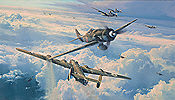 Savage Skies, Focke-Wulf Fw 190D-9 and B-24 Liberator aviation art print by Robert Taylor