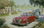 Pride of Lions, Jaguar Mark 5 and three more Jaguars automobile art print by Tony Smith