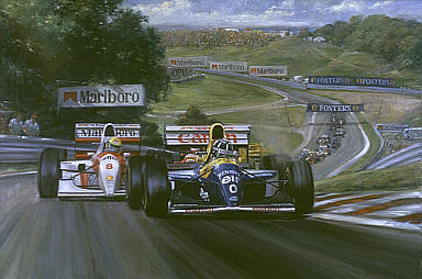 Damons-Day, Damon Hill Williams-Renault F1 motorsport art print by Alan Fearnley