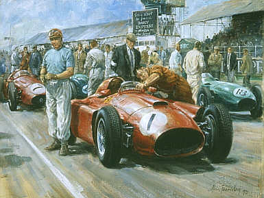 Fangio 1956, Lancia-Ferrari D50 F1 motorsport art print by Alan Fearnley