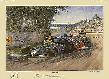 Fighting Finish, Nelson Piquet signed Formula-1 art print by Alan Fearnley