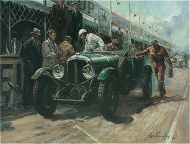Winners-Pit-Stop, Bentley Speed Six in Le Mans art print by Alan Fearnley