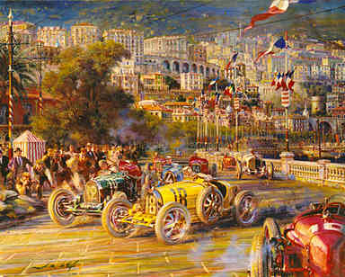 Monaco Grand Prix 1929, Bugatti Typ 35 motorsport art print by Alfredo De la Maria