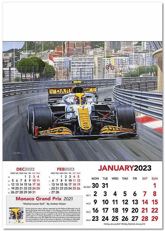 Automobile Art Kitson, Andrew Formula1 Wall Calendar Grand Prix 2023