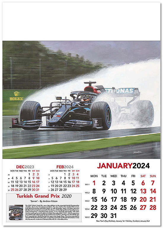 Automobile　Art:　Calendar　Formula-1　Wall　2024　Grand　Prix