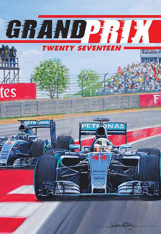 Formel-1 Kalender Grand Prix 2017 F1 Motorsport Kunst von Andrew Kitson