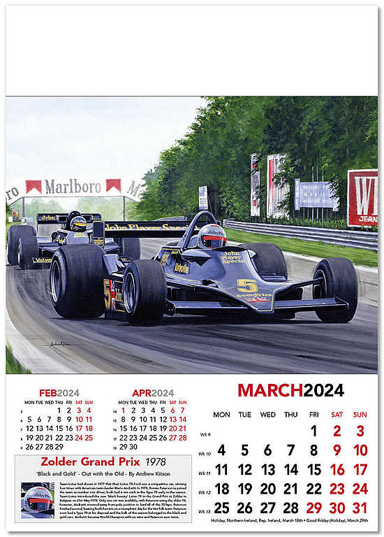 Art Calendars Kitson, Andrew Formula1 Wall Calendar Grand Prix 2024