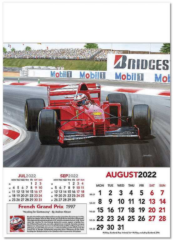 Automobile Art Grand Prix 2022 Formula1 Wall Calendar