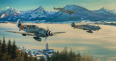 Bavarian Wolves - Messerschmitt Bf109 of JG53 - Aviation Art by Anthony Saunders