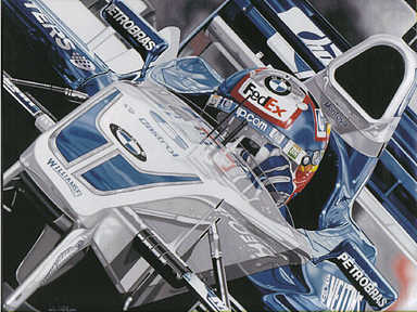 The Colombian Challenge, Juan Pablo Montoya BMW Williams Formula One art print by Colin Carter