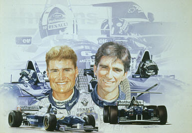 David Coulthard and Damon Hill Williams-Renault Kunstdruck von Craig Warwick