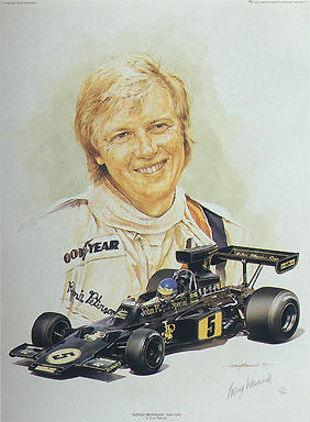 Ronnie Peterson Portrait, Lotus 72E Ford John Player Special F1 Kunstdruck von Craig Warwick