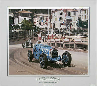 1931 Monaco Grand Prix - Louis Chiron‘s Bugatti 51 - Motorsport art print by Graham Turner
