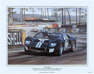 1966 Le Mans - Ford GT40 Mk.ll Motorsport Art Print by Graham Turner