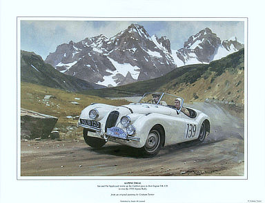 Alpine Trial - Jaguar XK120 motorsport art print by Graham Turner