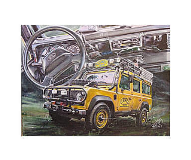 Camel Trophy Land Rover automotive art print by Hessel Bes