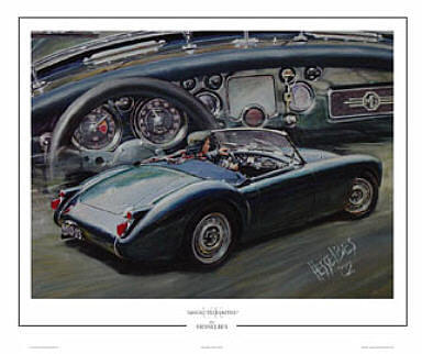 MG-A classic car art print by Hessel Bes