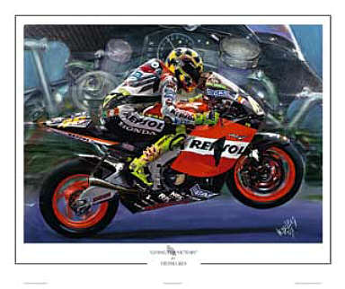 Valentino Rossi II, motorcycle racing art print by Hessel Bes