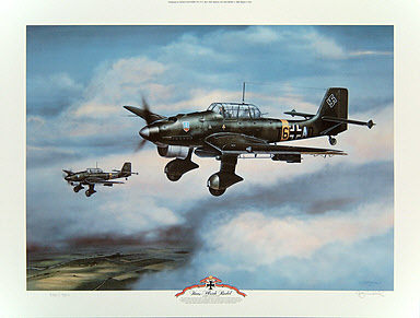 Hans-Ulrich Rudel, Junkers Ju 87 B-2 Stuka aviation art by Jerry Crandall