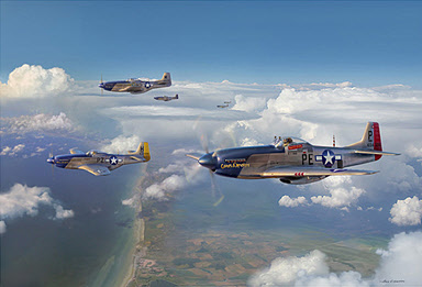 Almost Home, P-51D Mustangs from 352nd FG - Aviation Art by Jim Laurier