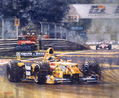 Frentzen's Triumph, Heinz-Harald Frentzen Monza 1999 F1 motorsport art print by Juan Carlos Ferrigno