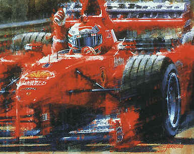 Victory Lap, Eddie Irvine Ferrari F1 art print by Juan Carlos Ferrigno