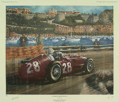 Victory for Moss in Monaco, Stirling Moss Maserati 250F art print by Juan Carlos Ferrigno