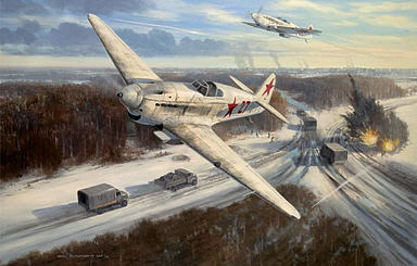 Enemy at the Gate, Yakovlev Yak 1 aviation art print by Mark Postlethwaite
