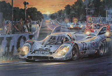 As Darkness Beckons Le Mans 1971, Porsche 917K art print by Nicholas Watts