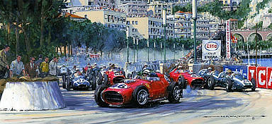 First Corner - Monaco Grand Prix 1959, Motorsport Art by Nicholas Watts