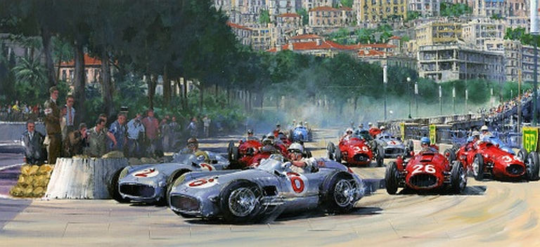 Automobilkunst Watts Nicholas First Corner At Monaco 1955