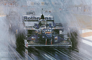 The Making of a Champion, Damon Hill F1 motorsport art print by Nicholas Watts