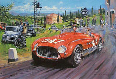 Mille Miglia 1953, Ferrari 340 MM motorsport art print by Nicholas Watts