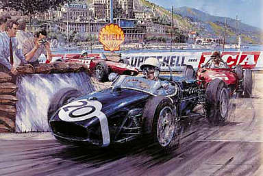 Monaco GP 1961, Stirling Moss Lotus 18 F1 motorsport art print by Nicholas Watts