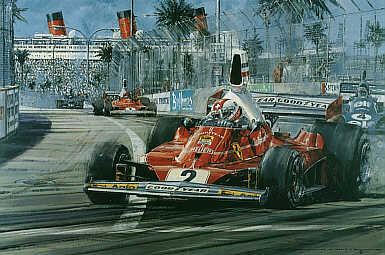 Regazzoni, Ferrari 312T Long Beach F1 motorsport art print by Nicholas Watts