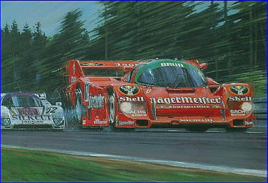 The Chase, Porsche 962C motorsport art print by Nicholas Watts