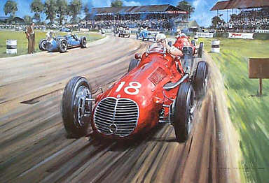 The Italian Job, Gigi Villoresi Maserati 4CLT Silverstone GP art print by Nicholas Watts