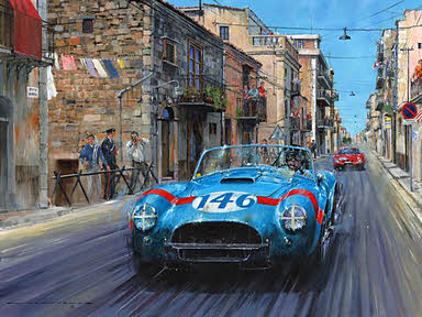 Thunder in the Streets, Shelby AC Cobra Targa Florio art print by Nicholas Watts