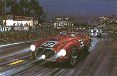 Victorious Debut, Le Mans Ferrari 166MM motorsport art print by Nicholas Watts