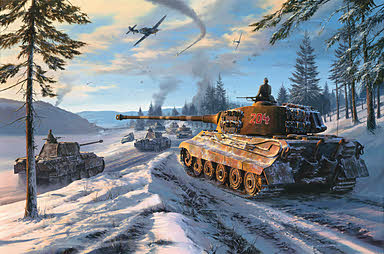 Peiper's Last Advance, King Tiger tank art by Nicolas Trudgian