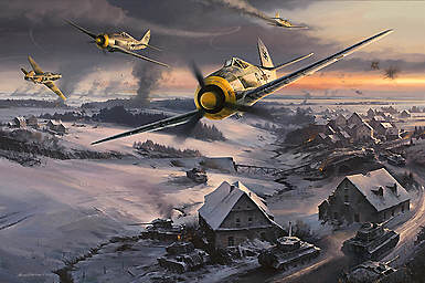 Slowing the Red Tide, Fw-190 JG 51 aviation art print by Nicolas Trudgian