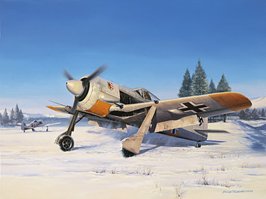 Snow Warriors, Fw-190A-4 JG 54 Gruenherz aviation art print by Nicolas Trudgian