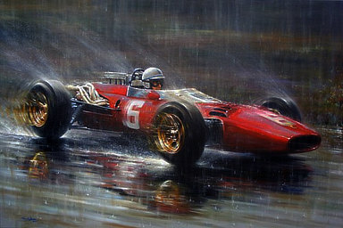 Surtees at Spa - Ferrari 312 F1 motorsport art by Paul Dove