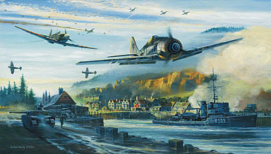 Fw-190 and Spitfire aviation art print by Robert Bailey