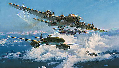 Combat over the Reich - Me-262 and B-17 Aviation Art by Robert Taylor