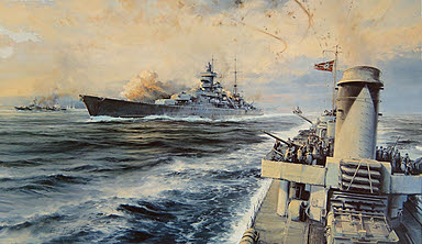 Offshore Bombardment - German Heavy Cruiser Prinz Eugen - Naval Art by Robert Taylor