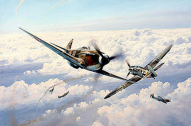 Russian Roulette, Yak-3 and Me-109 aviation art print by Robert Taylor