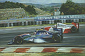 First Podium, Rubens Barrichello signed Formula-1 art print by Alan Fearnley