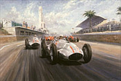 King of Tripoli, Mercedes-Benz 165 of Lang and Caracciola Grand Prix motorsport art print by Alan Fearnley